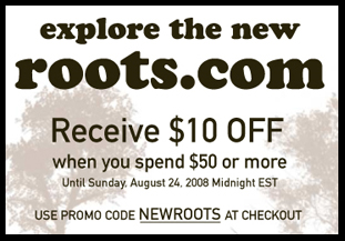 Roots Canada coupon code Roots Canada coupon code: Spend $50, get $10 discount online