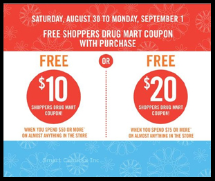 Shoppers Drug Mart - free gifts cards when you spend $50 or $75! Shoppers Drug Mart – Get free gift cards when you shop in store this weekend