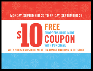 Shoppers Drug Mart Free Coupon Free Gift Cards @ Shoppers Drug Mart (Spend $50, get a $10 coupon)
