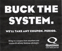 Quiznos Canada: Buck The System For $1 Discount! 