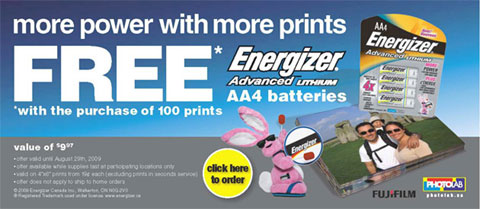 PhotoLab Canada: 4 Free Energizer AA Batteries With 100 Digital Prints!