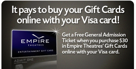 Canadian Deals: Free Tickets @ Empire Theatres (With purchase)