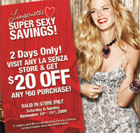 La Senza Coupon: $20 Off $60!