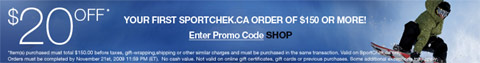 Sportchek Sportchek Promotional Code: $20 Off $150