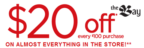 Bay The Bay Canada Coupon: $20 Off $100 In Store!