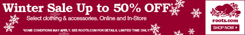 Roots Canada: Winter Sale 50% Off & Free Shipping!