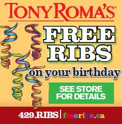 ribs Tony Romas Canada: Free Birthday Ribs!