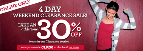 Aeropostale Coupon Code: 30% Off Clearance! Photo Aeropostale Coupon Code: 30% Off Clearance!