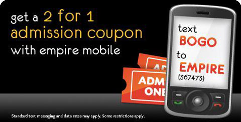 Empire Cinema Text BOGO Offer