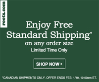 Roots Canada: Free Shipping Now!