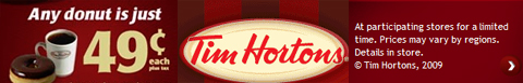 Tim Hortons 49¢ Donut Deal