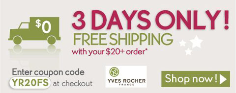 Yves Rocher Canada Free Shipping With $20 Purchase Coupon Code