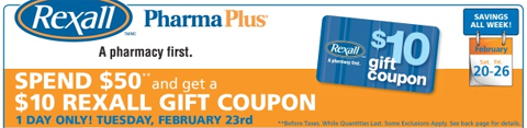 Rexall Rexall Canada: Free $10 Coupons (Spend $50)
