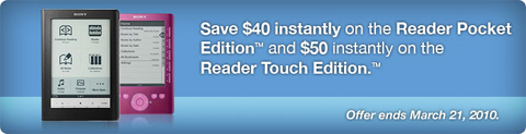 Sony Ebook Readers $50 Off
