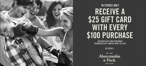 Abercrombie and Fitch $25 Gift Card With Purchase
