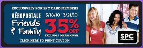 Aeropostale Friends and Family 35% Off Printable Coupon