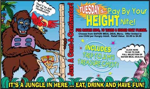 Jungle Jims Canada Kids Pay By Height Night