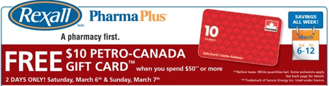 Rexall Rexall (Spend $50) Get Free $10 Petro Canada Card