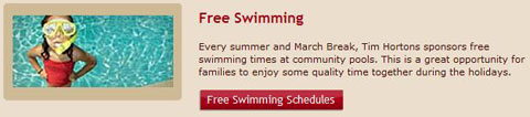 Tim Hortons Free March Break swimming Photo Tim Hortons Free March Break swimming