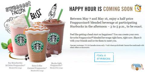 Starbucks Half Price Frappucinos