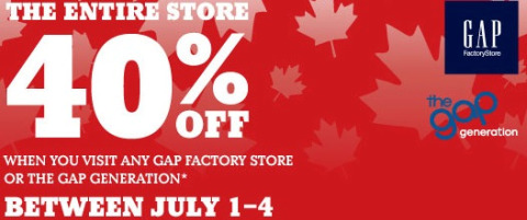 Gap Gap Factory and Banana Republic Factory Canada: 40% Off Sale