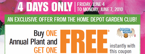 Home Depot Coupon: BOGO Free On Annual Plants