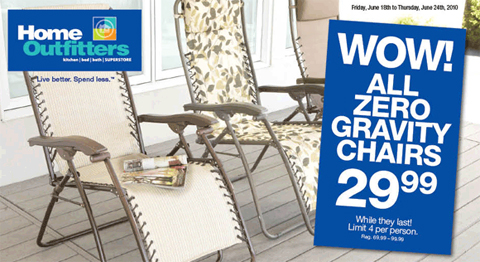 Home-outfitters Home Outfitters Deal: $29 Zero Gravity Loungers