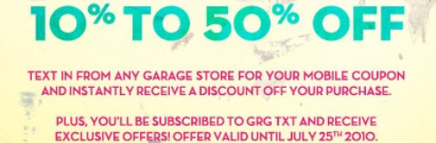Garage clothing store coupons. Clothing stores