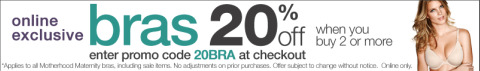 Motherhood Maternity Canada: 20% off Bras Online Only Coupon Code