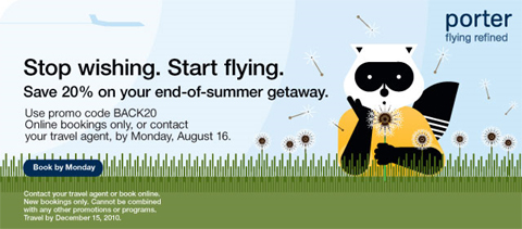 Porter Coupon Code / Air Canada Coupon Code / Westjet Coupon Code