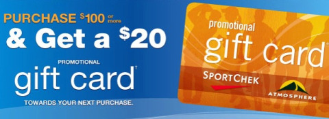 SportChek: $20 Gift Card with $100 Purchase + More