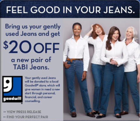 Tabi Tabi: Donate a Pair of Jeans Get $20 Off a New Pair