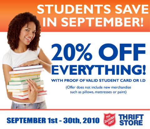 Thrifty Store: Students Save 20% in September