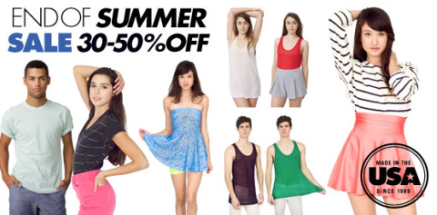 AA American Apparel: End of Summer Sale 30 50% Off