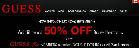Guess.ca and GuessbyMarciano: Extra 50% Off Sale Items