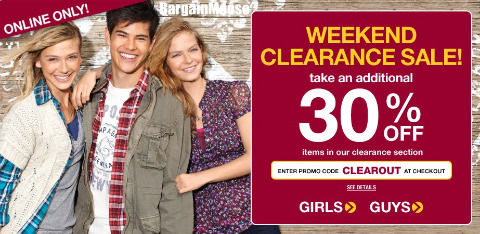Aeropostale Aeropostale: 30% Off Clearance Online, $10 off $50 in Store Coupons