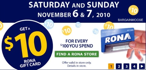 Rona Canada: $10 Gift Card with $100 Purchase