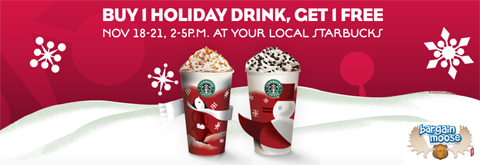 Starbucks Canada: Buy 1 Holiday Drink Get 1 Free