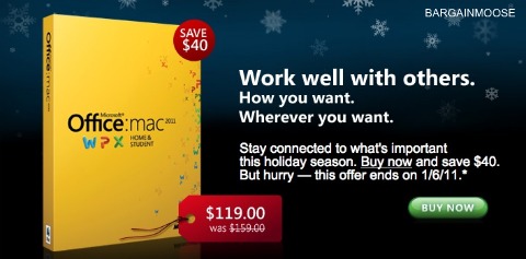 OfficeforMac: Save $40 on Office 2011 for Mac ($119)
