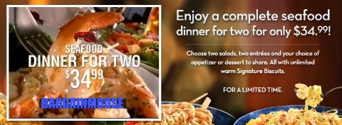 Red Lobster: Promotional Seafood Meal for 2   $34.99