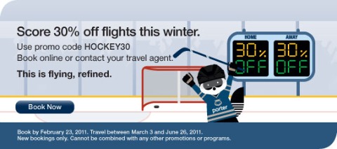 Porter Airlines: Save 30% Coupon Code