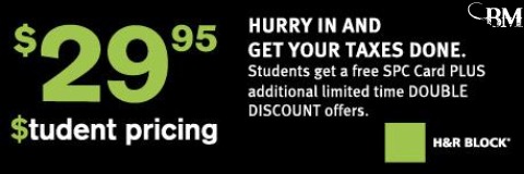 H&R Block: Student Taxes Done for $29.95 plus free SPC Card