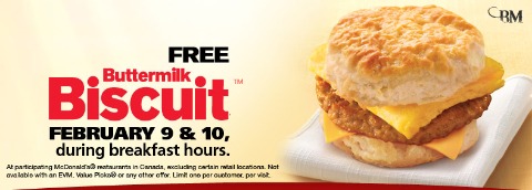 Canadian Freebies: Free McDonalds Buttermilk Biscuit Breakfast Sandwich