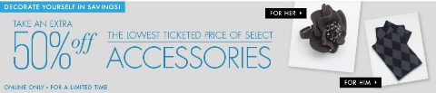 Le Chateau: Extra 50% Off Accessories