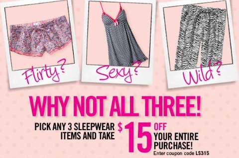 La Senza Sleepwear Sale: Buy 3 Sleepwear Items And Save $15