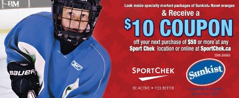 SportChek Sport Chek: $10 off $50 Coupon in Select Sunkist Naval Oranges