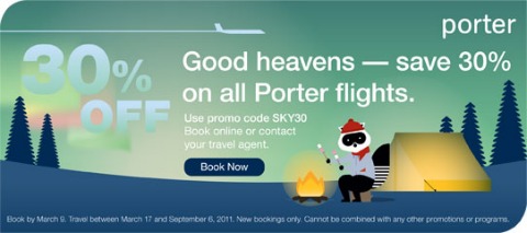 Porter Airlines: 30% Off Flights 