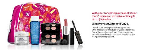 The Bay: $168 Lancome Gift With $34 Purchase & Free Shipping On Any Beauty Order Over $49
