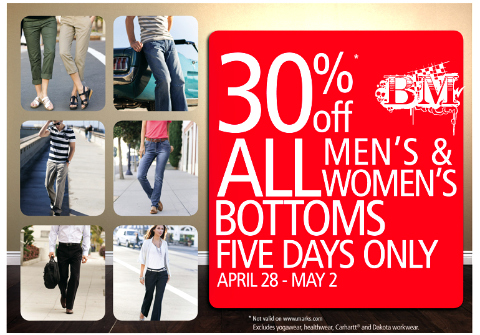 Marks Marks Canada: 30% Off All Bottoms