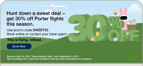 Porter Airlines: 30% Off Coupon Code